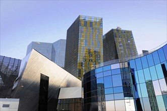 Las Vegas, Nevada, USA, North America, Several modern buildings with glass facades and reflections