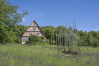 Traditionally built, old half-timbered house, Gasthaus Ochsen, open-air museum Neuhausen ob Eck,