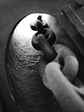 Old sailing ship in the Hamburg Harbour Museum, black and white, Hanseatic City of Hamburg,