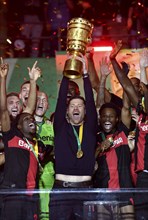 Cheering, joy, winner's celebration, honour, award ceremony of the cup winner Bayer 04 Leverkusen,