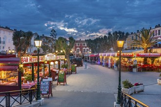 Marketplace with shops and restaurants, Port Grimaud, Var, Provence-Alpes-Cote d Azur, France,