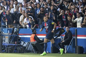Football match, captain Kylian MBAPPE' Paris St. Germain left has just scored the 1:0 for Paris St.