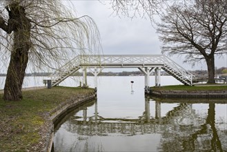 White Bridge, pedestrian bridge, Zierker See, Neustrelitz, Mecklenburg-Vorpommern, Germany, Europe