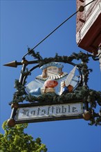 Tavern sign, restaurant Ratsstueble, traditional restaurant, tavern, advertising sign, nose sign,