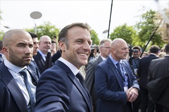 Emmanuel Macron (President of the French Republic) on a tour of the Citizens' Festival Celebrating