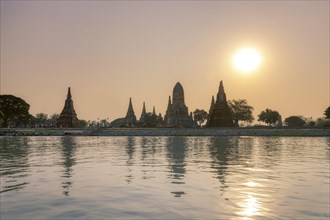 Wat Chaiwatthanaram temple at dusk, Ayutthaya, Thailand, Asia