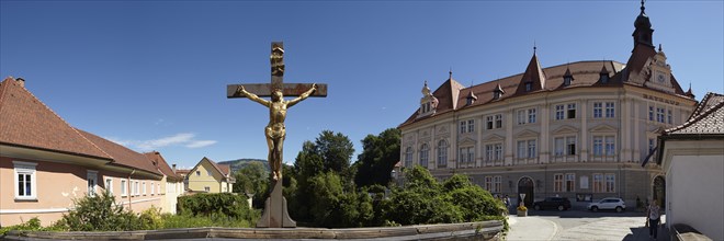 Fleischbruecke with town hall, Wolfsberg, Lavanttal, Carinthia, Austria, Europe