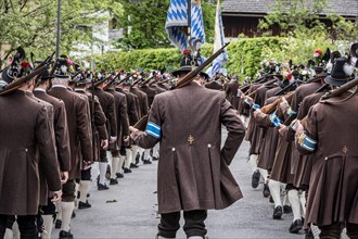 Patron saint's day, mountain marksmen, customs, traditional traditional costume, parade, Lenggries,