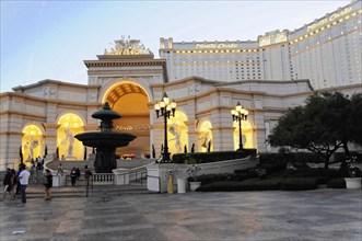 Las Vegas, Nevada, USA, North America, Monte Carlo Hotel and Casino in Las Vegas at dusk,