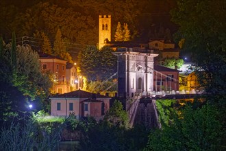 The Ponte delle Catene bridge over the River Lima in Bagni di Lucca in the district of Formoli is