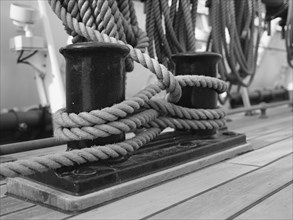 Old sailing ship in Hamburg harbour, harbour museum, vintage, Hanseatic city of Hamburg, Hamburg,