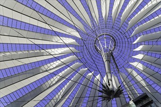 Dome, Sony Centre, Mitte, Berlin, Germany, Europe, A modern roof with metal structures and