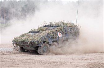 A Boxer armoured transport vehicle as a medical vehicle, taken during the NATO Steadfast Defender