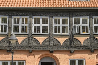 Renaissance half-timbered house from 1551, front building of Schwans Hof, Hartengrube 20, Luebeck,