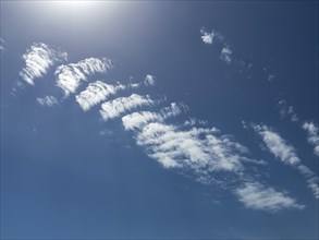 High clouds Veil clouds Feather clouds Altocirrus in front of blue sky, international