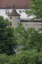 Tower on the Comburg, monastery, battlements, Benedictine monastery, church tower, Way of St James,