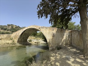 Historic classical stone arch bridge in Venetian architectural style Venetian Great Old Bridge 19th