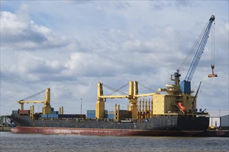 Container ship in the Port of Hamburg, Hanseatic City of Hamburg, Germany, Europe