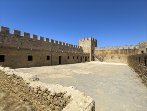 View of the inner courtyard of Fort Fortezza Fortetza Frangokastello, Venetian fort built by the