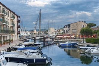 Townscape at the Rue des 2 Ports, Port Grimaud, Var, Provence-Alpes-Cote d Azur, France, Europe