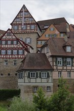 Half-timbered houses, half-timbered houses, Haellisch-Franconian Museum, Old Town, Kocher Valley,
