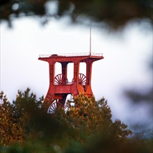 View from the Pluo slagheap to the Doppelbock above shaft 3 of Pluto colliery, Herne, Ruhr area,