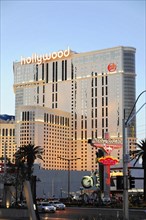 Las Vegas, Nevada, USA, North America, Tall hotel building with Hollywood lettering in Las Vegas at