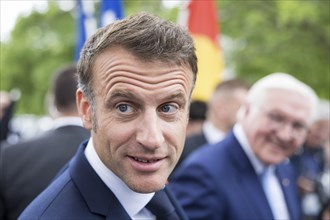 Emmanuel Macron (President of the French Republic) at the stage talk in the dialogue forum at
