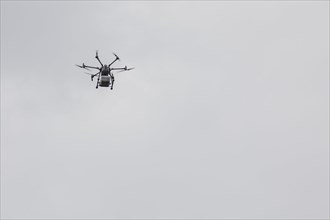 Delivery drone, photographed as part of the official opening of the drone delivery service