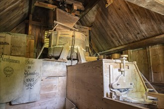 An old, fully functional flour mill, house mill, built in 1767, original location: Peterzell in the