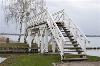 White Bridge, pedestrian bridge, Zierker See, Neustrelitz, Mecklenburg-Vorpommern, Germany, Europe