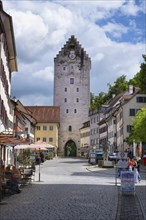 The Obertor, historic town gate at the end of Marktstrasse, Ravensburg, Ravensburg district,