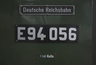 Type plate of the class E94 electric locomotive, Deutsche Reichsbahn DR, also German Crocodile,