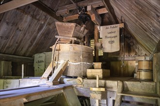 An old, fully functional flour mill, house mill, built in 1767, original location: Peterzell in the