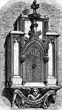 Sacrament house or sacrament house, church Maria von Siege in Vienna, interior design, church wall,