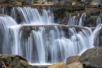 Cascades at the stream near Pufels, Bula, below the Seiser Alm, South Tyrol, Italy, Europe