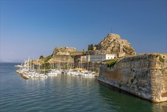 Mandraki harbour in front of the Old Fortress, Kerkyra, Corfu