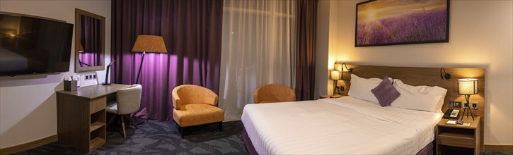 Dubai, United Arab Emirates, 20 June, 2023: Luxury Hotel Room in business district of Dubai