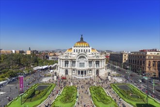 Mexico City, Mexico-2 August, 2019: Landmark Palace of Fine Arts (Palacio de Bellas Artes) in