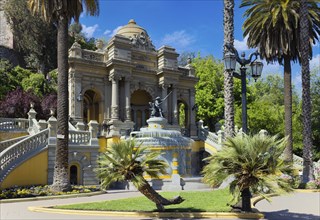 Hidalgo Castle Castillo Hidalgo hill, Santa Lucia Park and city lookout in Santiago de Chile