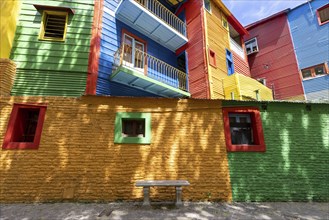 Argentina, colorful buildings of El Caminito, a popular tourist destination in Buenos Aires, South