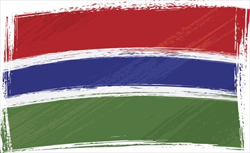 Gambia national flag created in grunge style