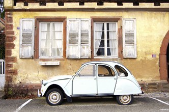 Vintage car ente in french village wissembourg