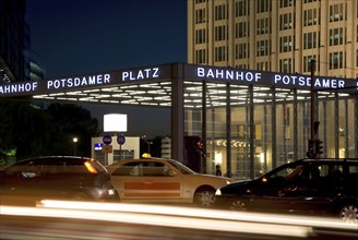Night shot of berlin, potsdamer platz with blurred motion
