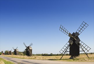 Old windmills on the island of Öland, Sweden, Europe