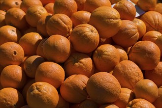Oranges on display at a market stall Fresh oranges