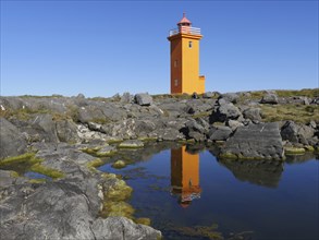 The Stafnesviti lighthouse in Stafnes on Reykjanes in Iceland