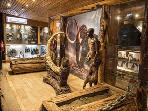 Inside museum Rakin Mapu, multiple exhibitions of the past, Reserva Biologica Huilo Huilo, Chile,