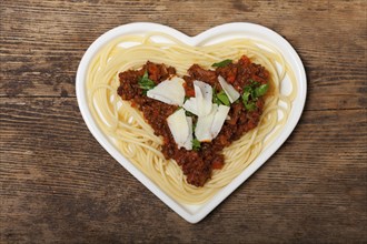 Heart-shaped pasta dish