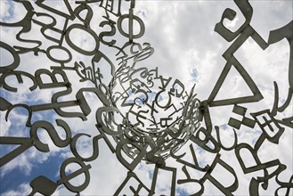 Würth Museum 2, sculpture We by Jaume Plensa, typography, letters, signs, Gaisbach, Künzelsau,